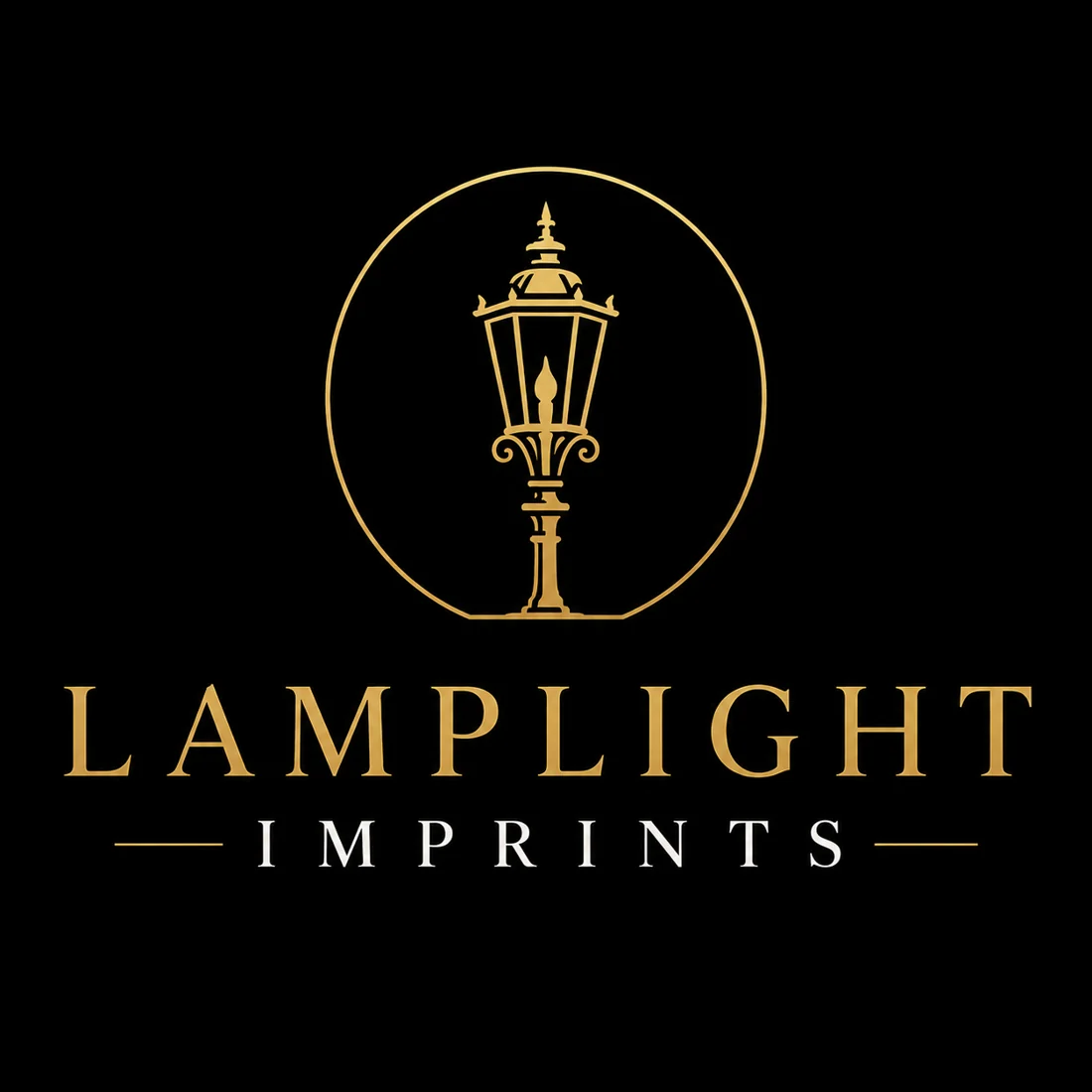 Lamplight Imprints gold lantern logo